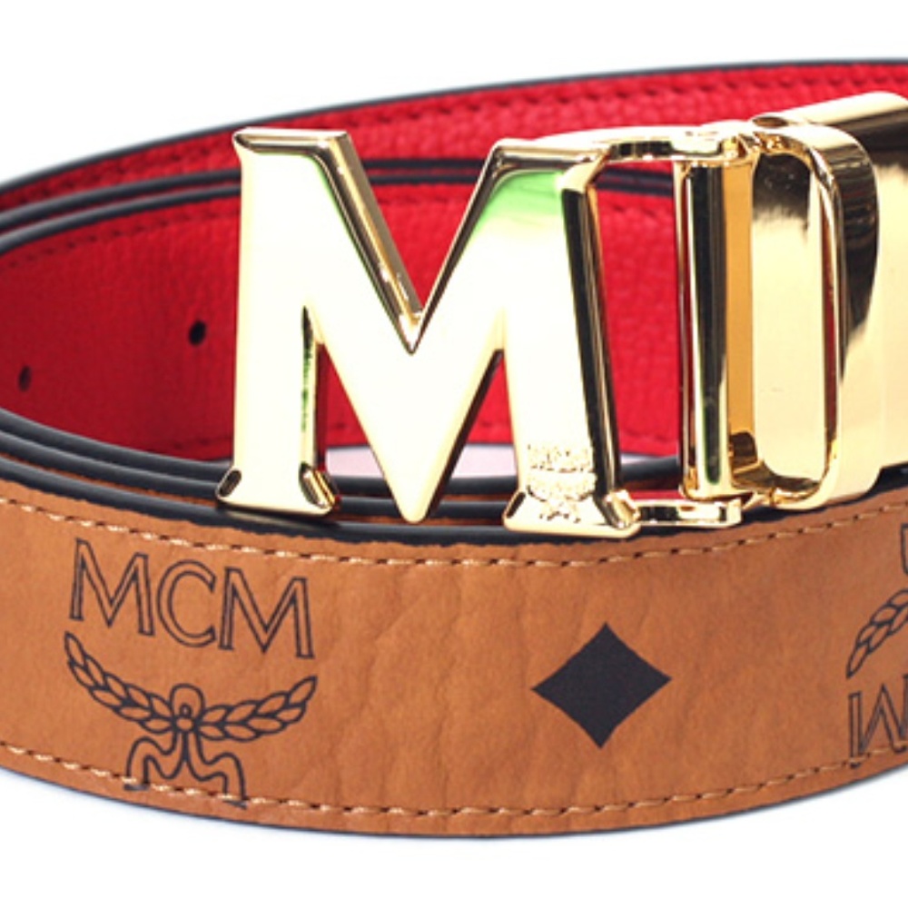 MCM Men's Claus Reversible Cognac/Red Belt